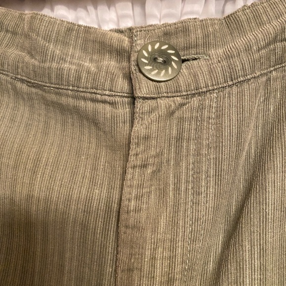 FLAX soft subtle stripe pin wale Olive pants trousers wide leg high waist Sz. M - Picture 3 of 7